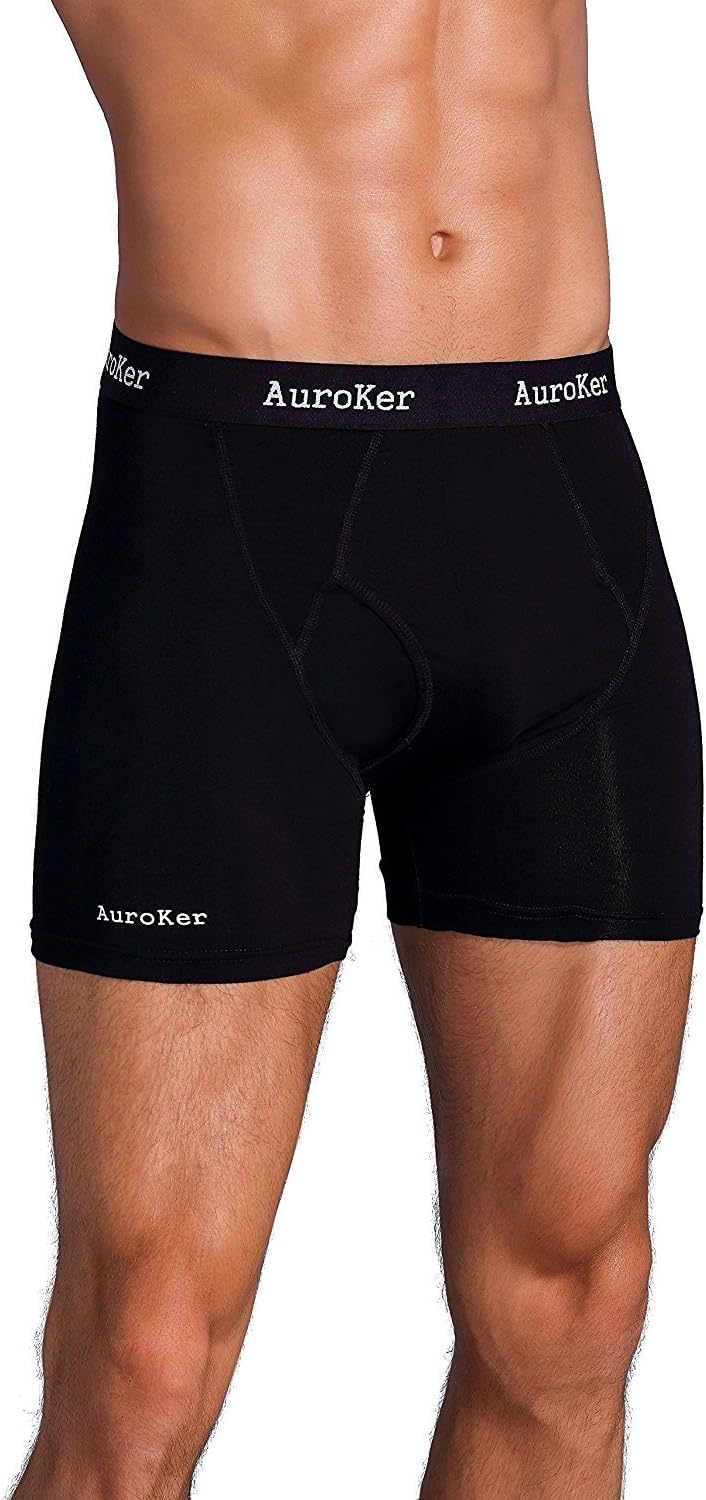 Men's Boxer Briefs Breathable Bamboo Fiber Trunks Underwears Men(Black,XL)