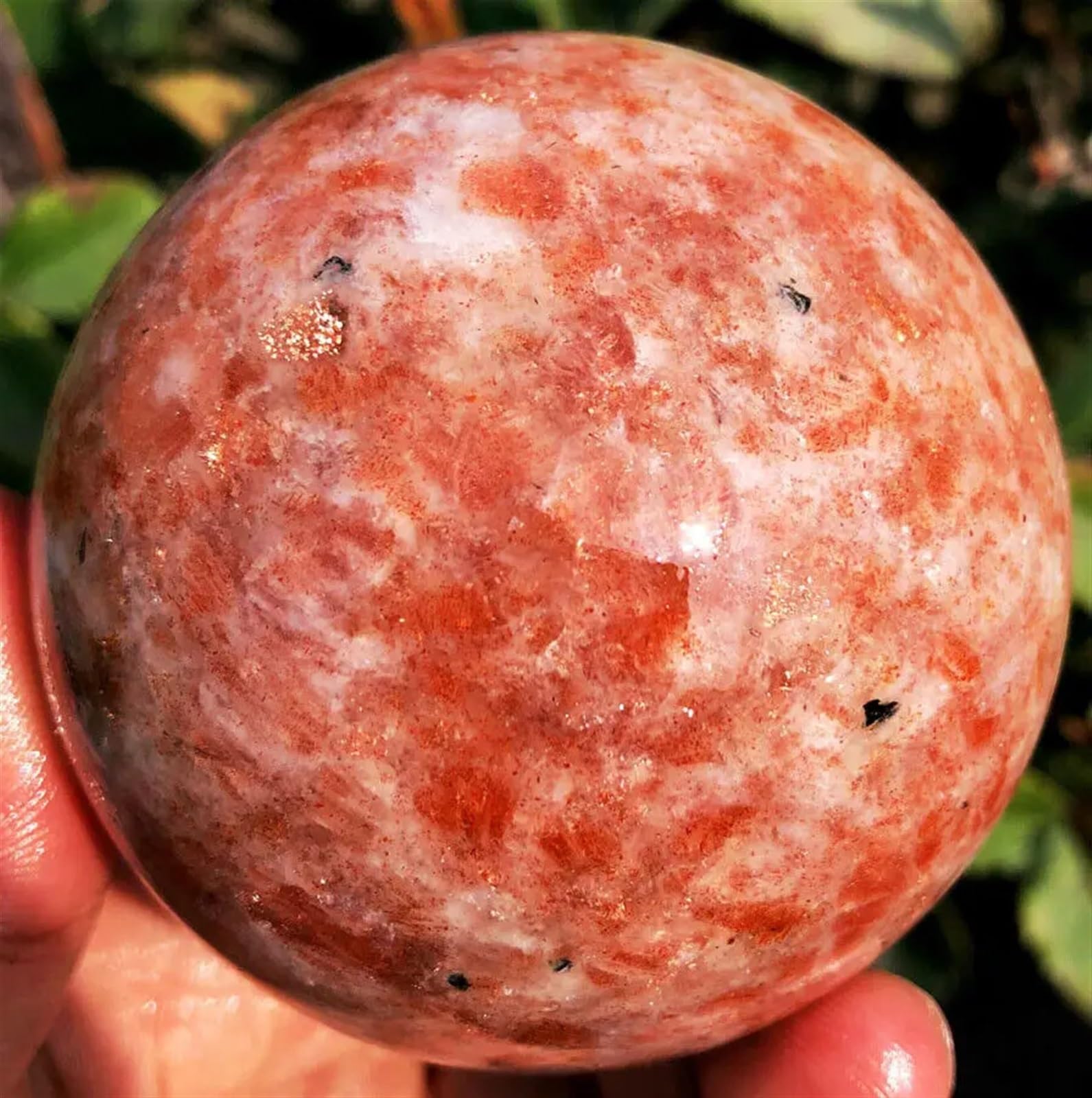 DPURPIWADY Golden Sunstone Crystal Sphere Ball Ornaments (Size : 105-110mm)