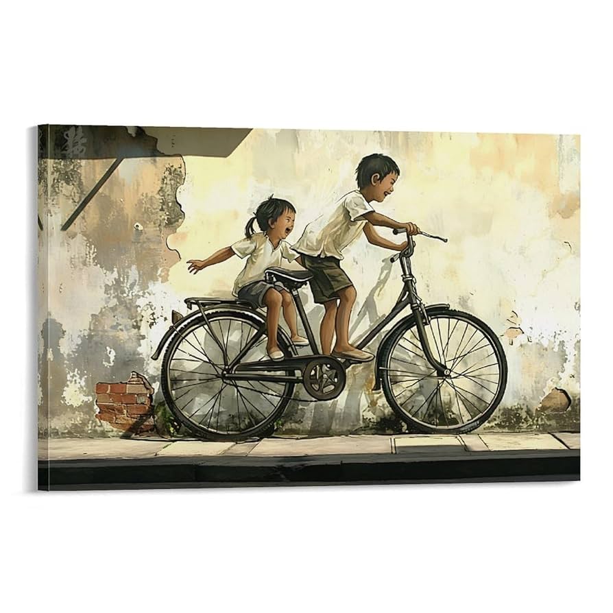 EVA Canvas Art アスカ(The bicycle） Cat On Bicycle Canvas