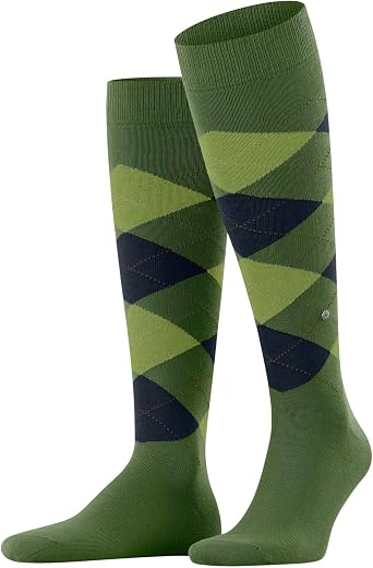 Burlington Men's King Knee-High Socks Breathable Cotton Thin Patterned Flat Seam In The Toe Area For Dress Casual Business Looks ONE SIZE FITS ALL Gift Idea 1 Pair