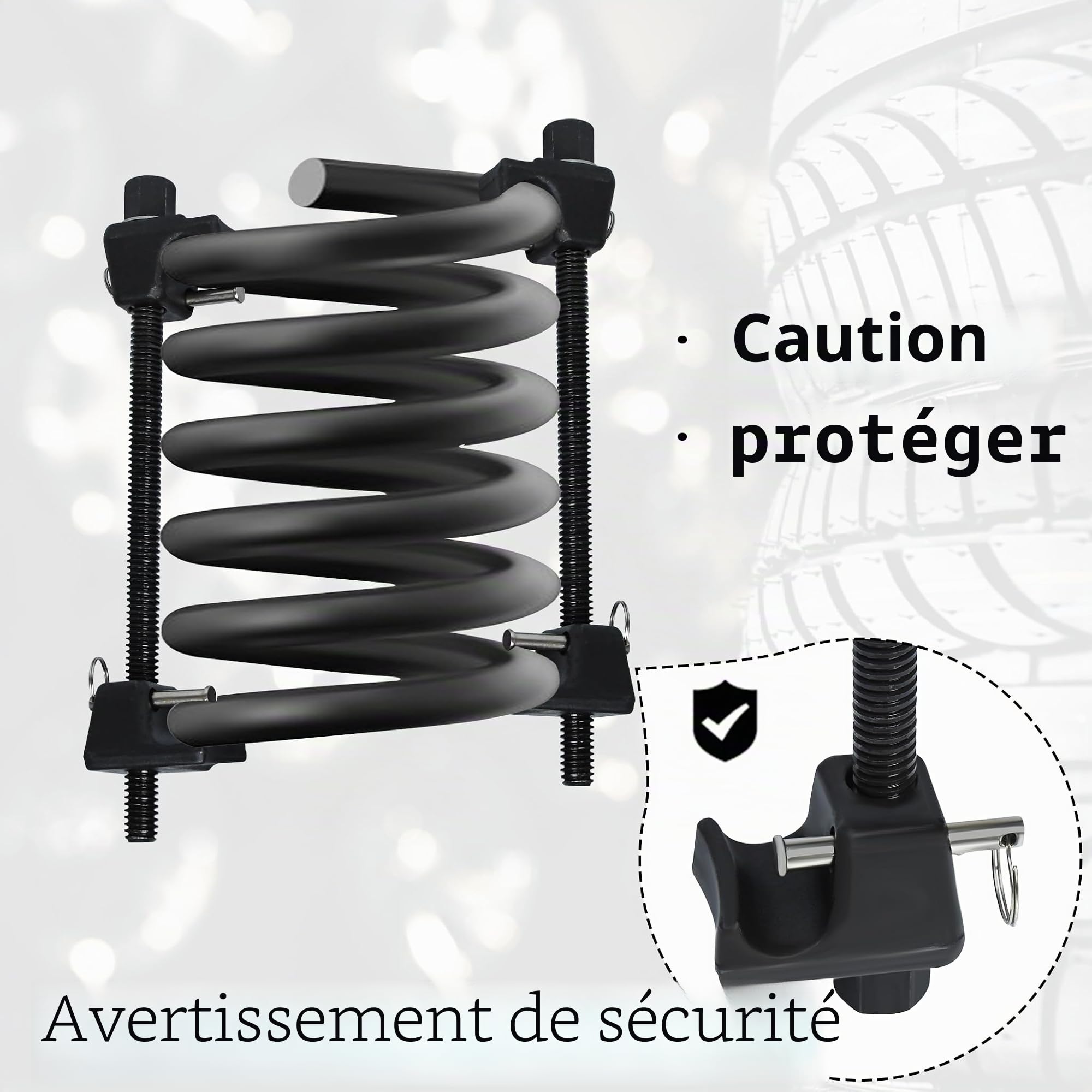 NAIZY Lot de 2 Tendeurs de Ressort avec 4 Griffes - Envergure Jusqu'à 370 mm - Amortisseur de Chocs pour Ressorts D'abaissement - Châssis avec Coffret
