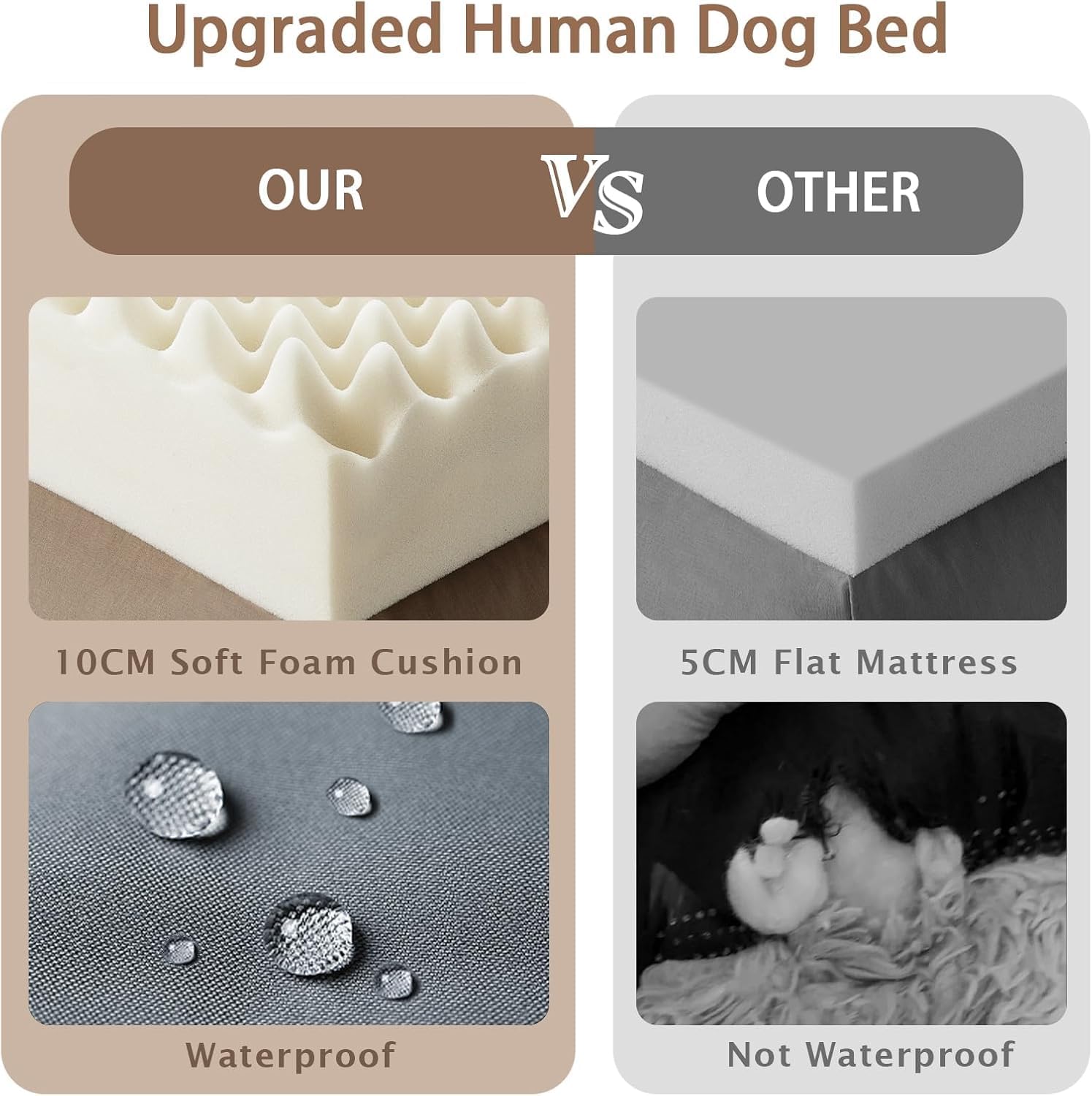 ROOMTEC Human Dog Bed, 71''x45''x12'' Size Fits Adult and Pet Washable Giant People Bed 10 CM Thick Memory Foam Large Oversize Pet Bed with Plump Pillow, Blanket, Strap - Purple