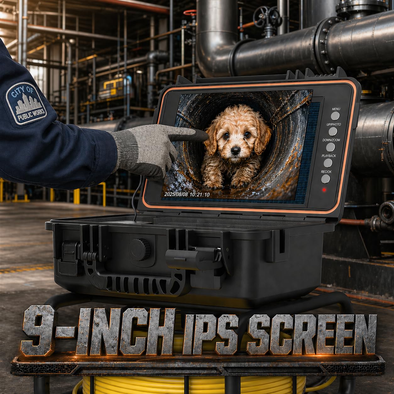 Sewer Camera 100ft Self Leveling Drain Inspection Camera with 9" IPS Screen, HD Recording, Meter Marker Pipe Inspection Cameras for Plumbing, Sewer Line, Home & Commercial Inspections, IP68 image 2