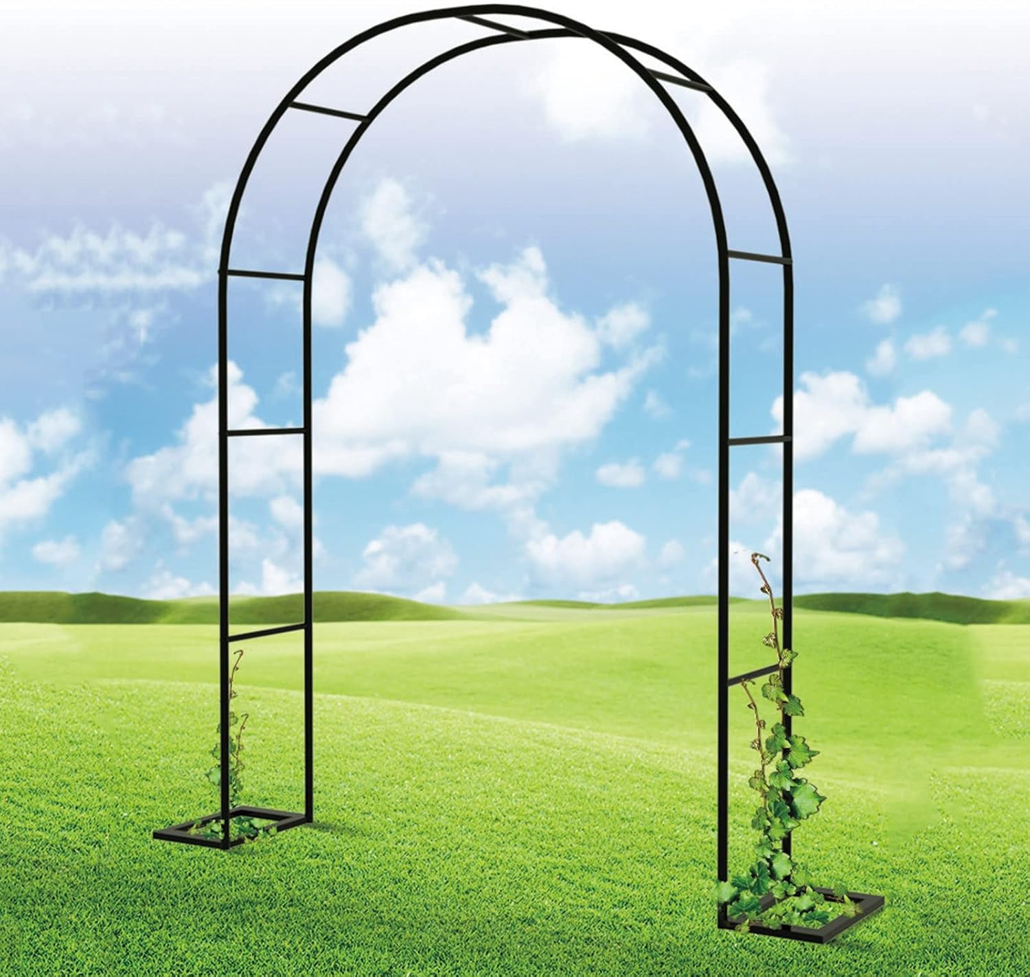 Large Garden Arch, Metal Pergola Arbor Climbing Plants with Support Feet Base Rose Arches Arbor Flower Stand, Wedding Arch for Roses Climbing Plants Support,White,300 x 220 cm