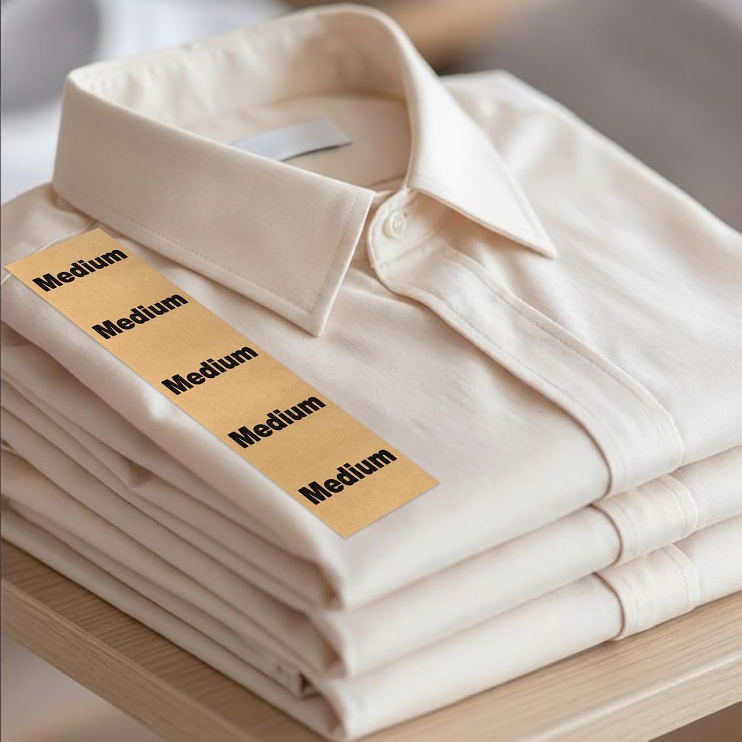 750 PCS X Small-XX Large Clothing Size Strip Labels - 1.25'' x 5'' Natural Kraft Size Strip Adhesive Stickers for T-Shirt Trouser Skirt Retail Apparel & Clothing Organization