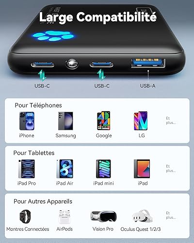 Miniatura 7 de INIU Cargador portátil, ultra delgado de 10000 mAh, 45 W, batería de carga rápida, accesorios de viaje de viaje, artículos esenciales para