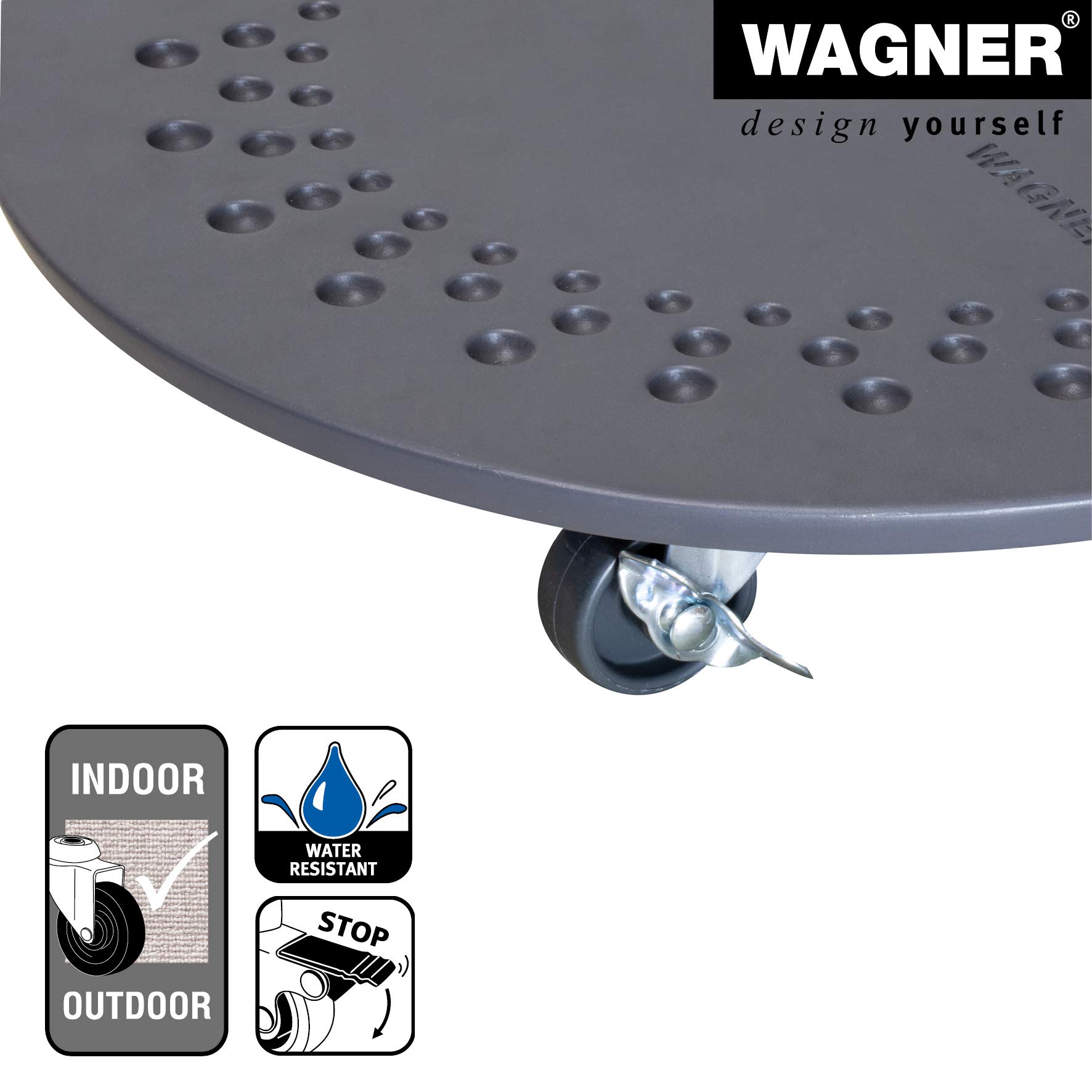 WAGNER Plant trolley STONE SLATE FINISH diameter 34 x 7,5 cm I Flower trolley for indoor + outdoor use I Container trolley made of concrete - Image 3