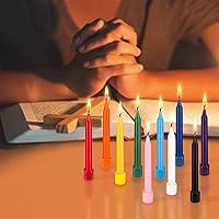 Vista 4 de Mega Candles 20 piezas Velas Cónicas Mini Exquisitas de Conjuro Sin Aroma Morado Oscuro, 4 Pulgadas de Alto x 1/2 Pulgada de Diámetro, Campanillas
