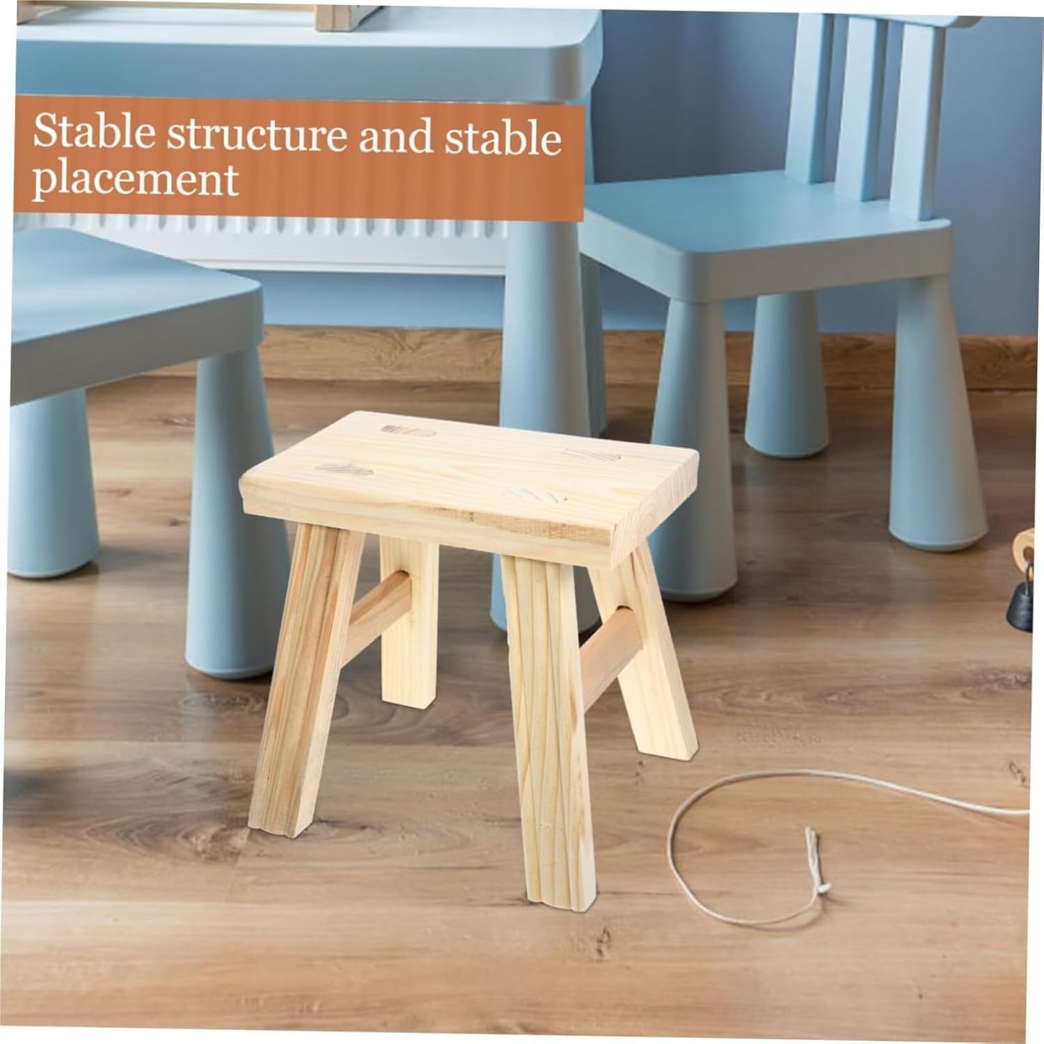 Step Ladder Solid Wood Small Step Stool Stable Non Slip Footstool for Kitchen Bathroom and Home Lightweight Living Room Shoe Bench stepstool(Brown,M)