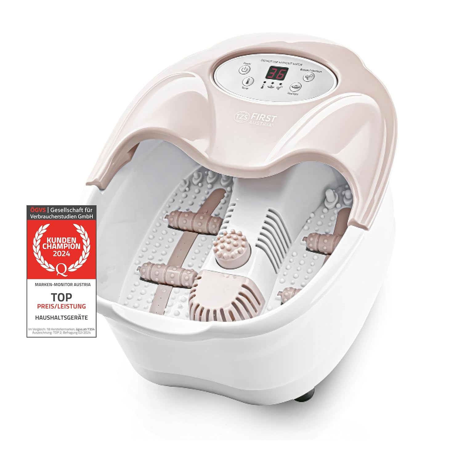 TZS First Austria Foot Spa, Model FA-8115-3, in white and beige with control panel
