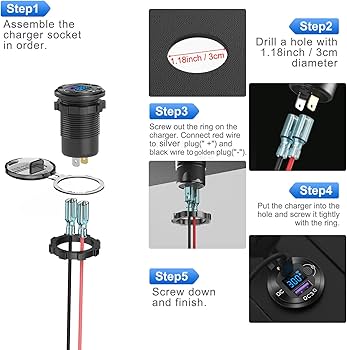 Amazon.com: 12V USB Outlet Aluminum Car Charger PD65W Port for