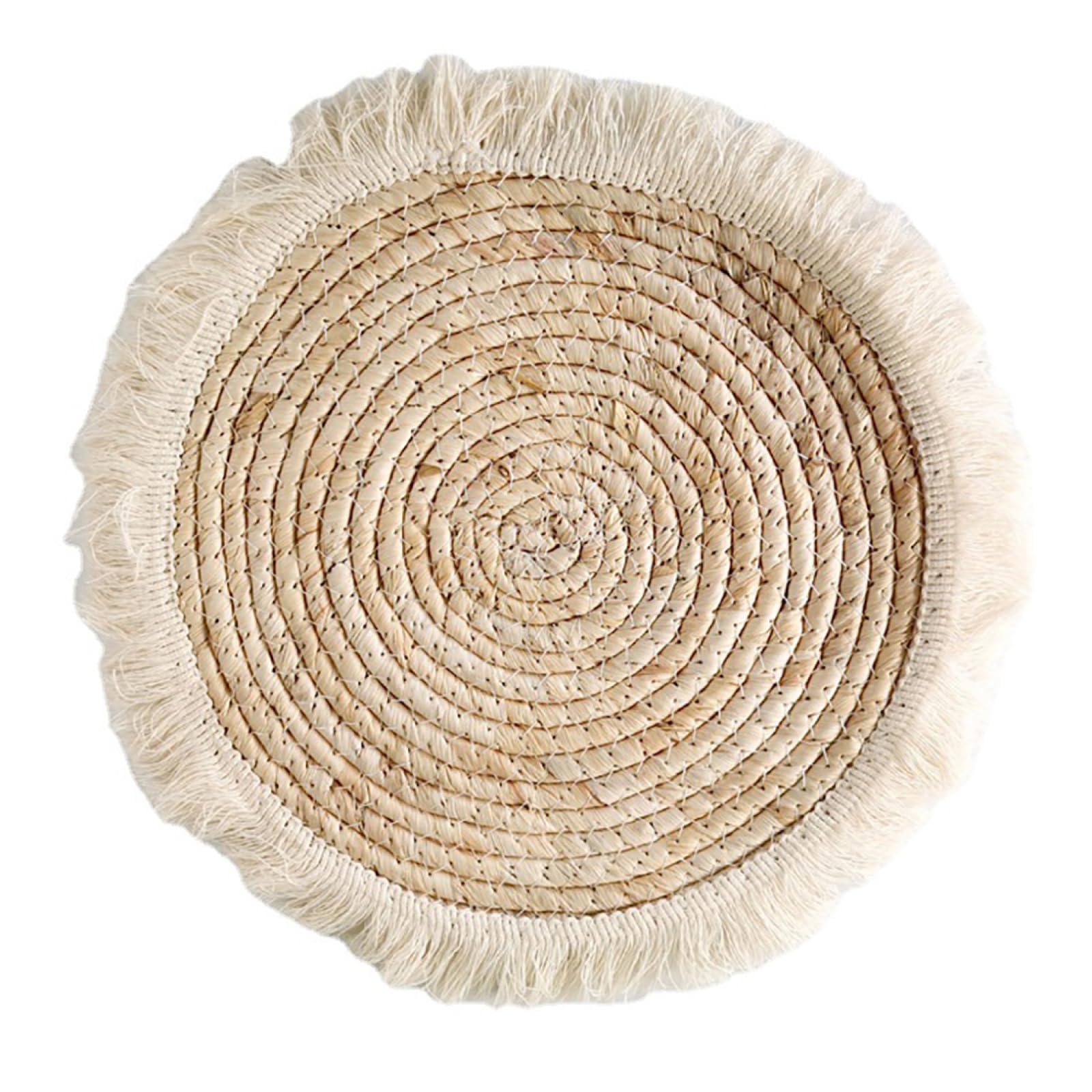 GrassWoven Placemat, Round Grass Weaving Placemats, 20-38cm, 1/4/6/8 Pcs(6pcs,30cm(11.8in))