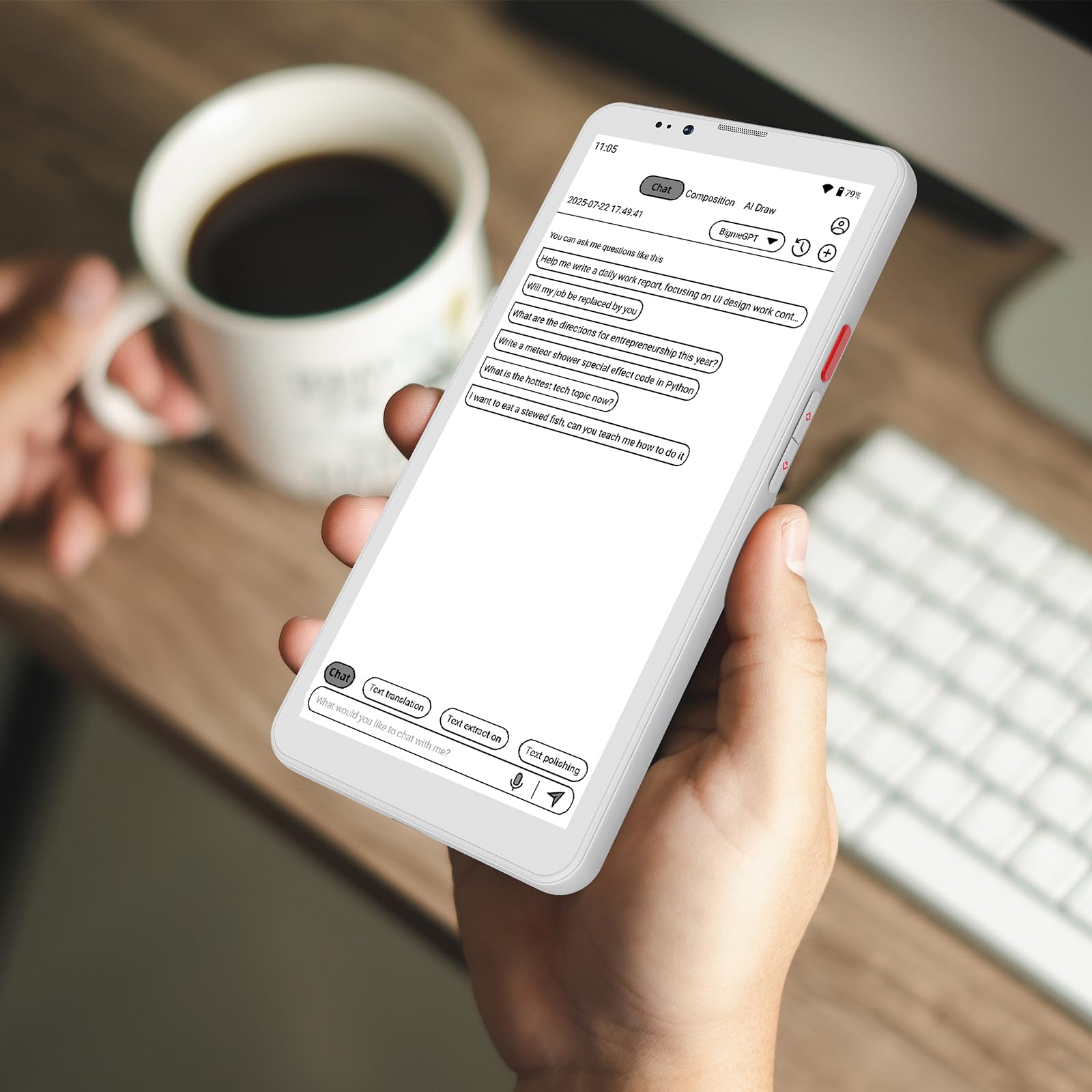 Bigme HiBreakS Epaper Smartfon 5,84", 6 GB + 128 GB, 8-rdzeniowy procesor, 3300 mAh, podwójny aparat, Android 14, 4G, rozszerzalny TF, czarno-biały wyświetlacz, biały