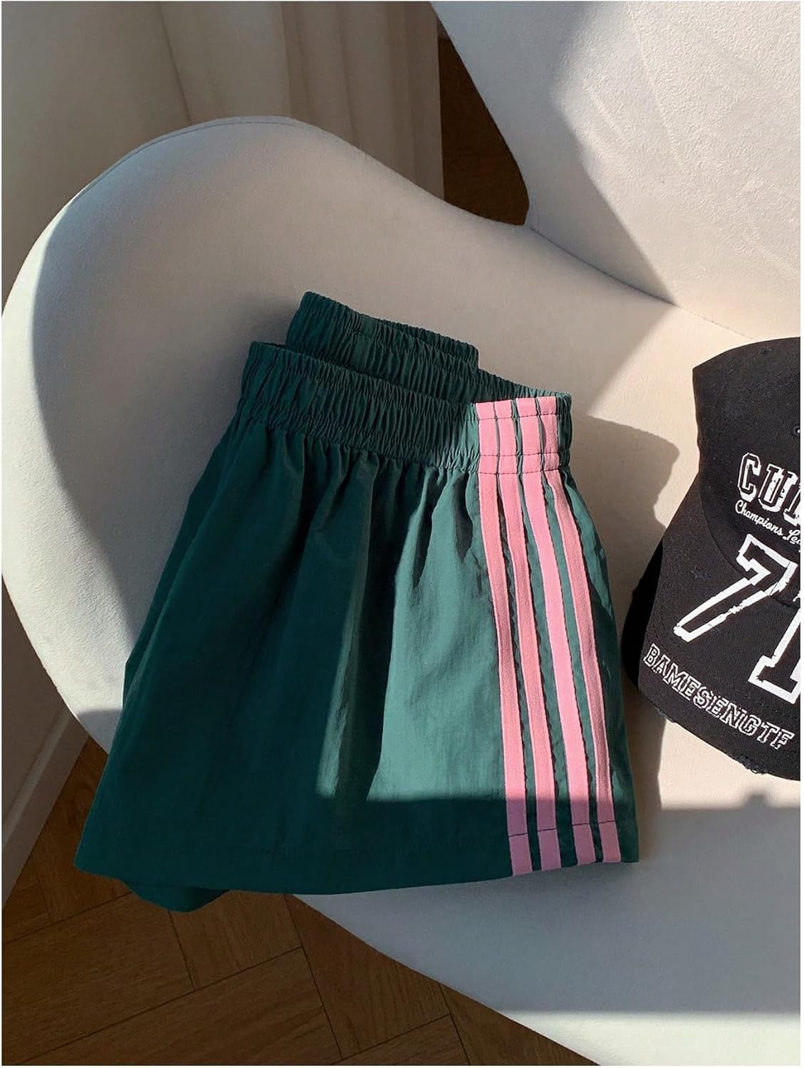 BEAUDRM Women's Striped Shorts Low Rise Basketball Track Shorts Classic Workout Casual Lounge Sweat Short - Image 6