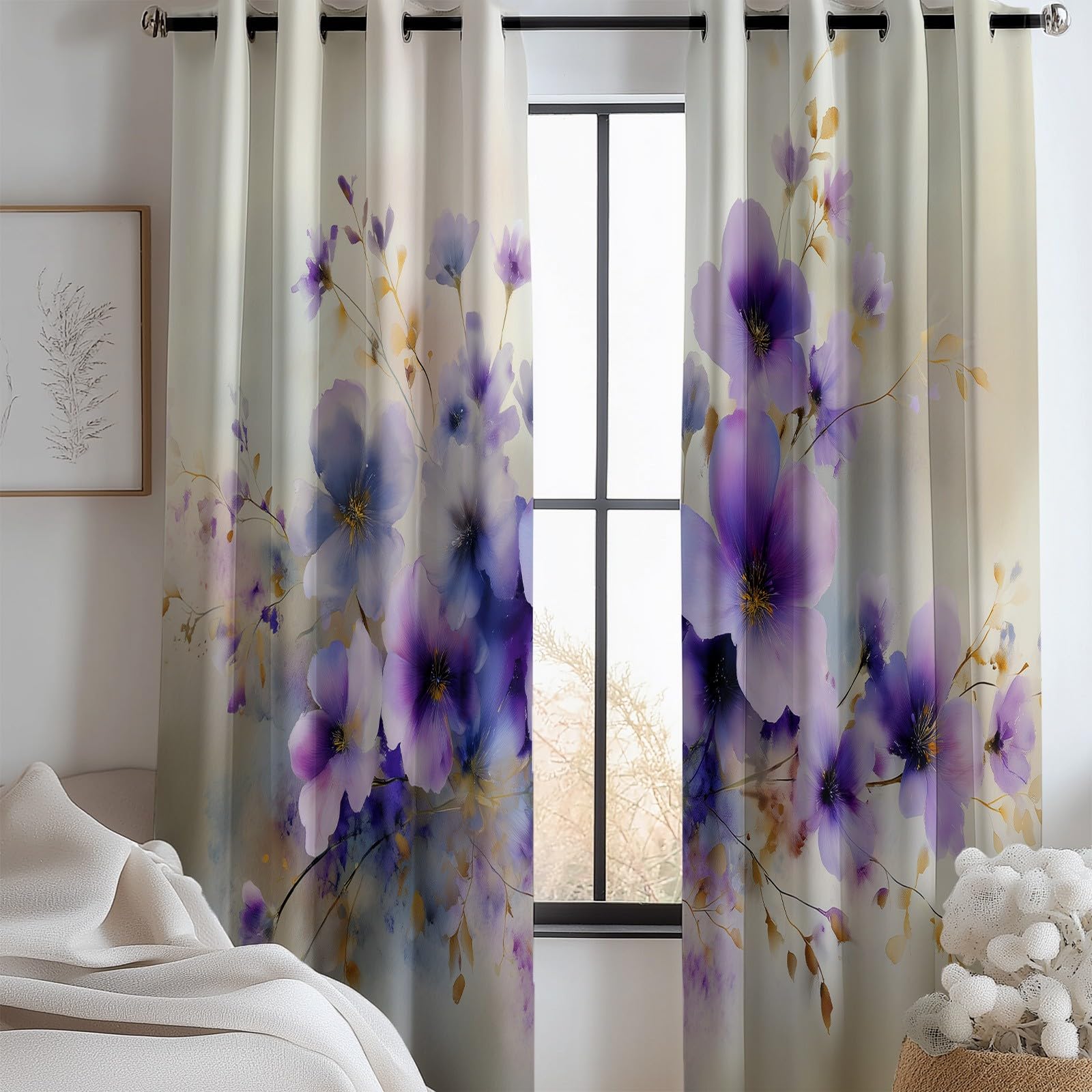 Rideaux occultants polyester contre la lumiere et le vis-a-vis de fenetre de chambre