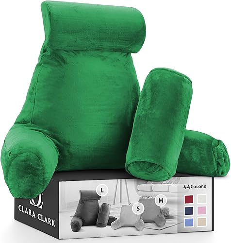 Clara Clark Cojín de respaldo para leer con reposabrazos y bolsillos, para niños, adolescentes y adultos, cojín de espuma viscoelástica de alta