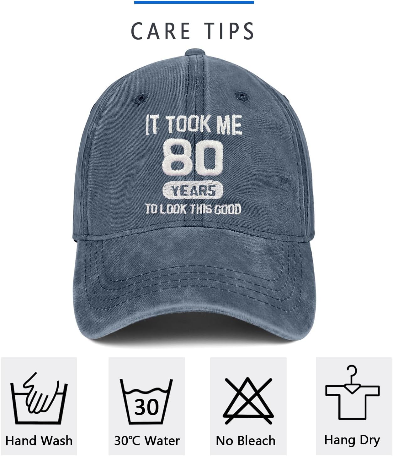 80th Birthday Gifts 80 Year Old Gifts Ideas for Men Women It Took Me 80 Years to Look This Good Hat Washed Cotton Hat - Image 7