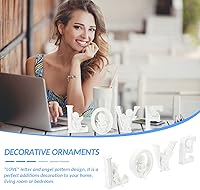 Vista 2 de 1 juego de 4 piezas de adornos de resina, letras de amor, decoración de estatua de resina, adorno de amor para el día de San Valentín, adorno