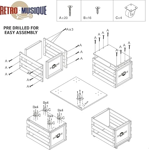 Miniatura 4 de Estuche de almacenamiento de discos de vinilo LP sobre ruedas con capacidad para hasta 100 álbumes (en fundas de PVC) con cubierta de arpillera Teak