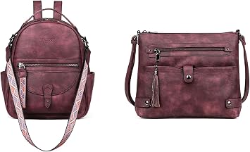 FADEON Mini Backpack Purse for Women & Crossbody Bag Red Collection