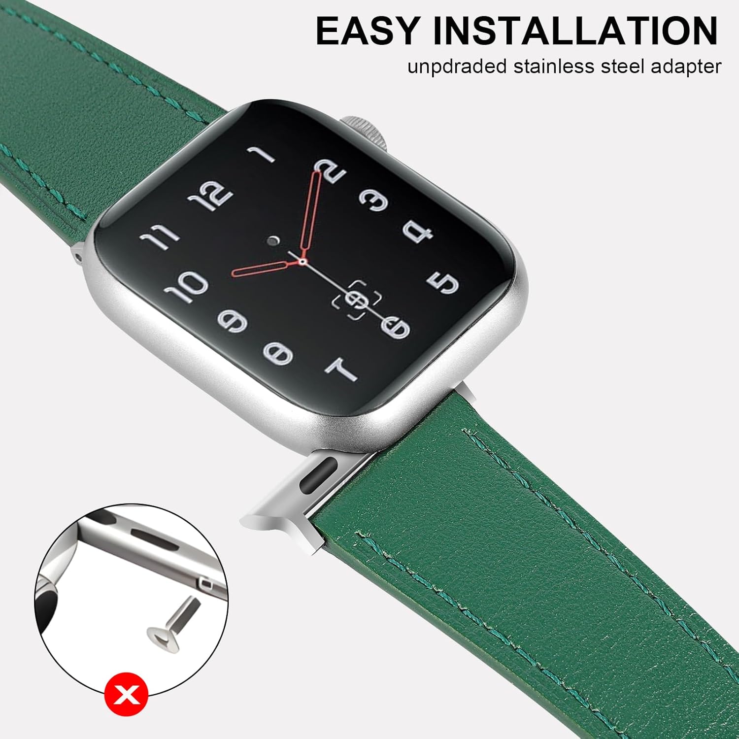 Italy Genuine Leather Bands Women Men Compatible with Apple Watch 38mm 41mm 40mm 42mm 44mm 45mm 46mm 49mm, iWatch Straps Smartwatch Replacement Band for Ultra SE 3/2/1 Series 11 10 9 8 7 6 5 4 3 2 1 - Image 7