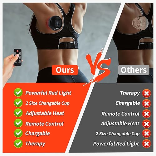 Miniatura 5 de UOTT Kit de ventosas con control remoto para terapia de masaje, juego de terapia de ventosas 5 en 1 con luz roja, 3 tazas intercambiables,