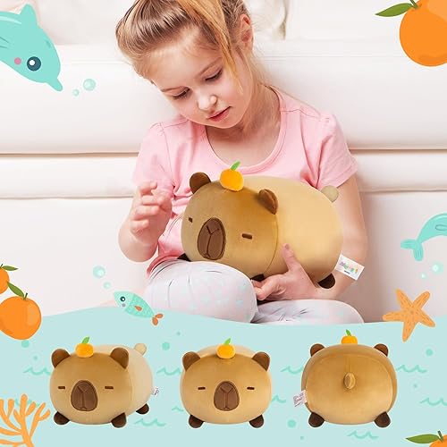 Miniatura 4 de Bonita almohada de felpa Capybara, peluche Kawaii de Capybara, lindo peluche de animales, regalos suaves y esponjosos para niños y niñas (8 pulgadas)