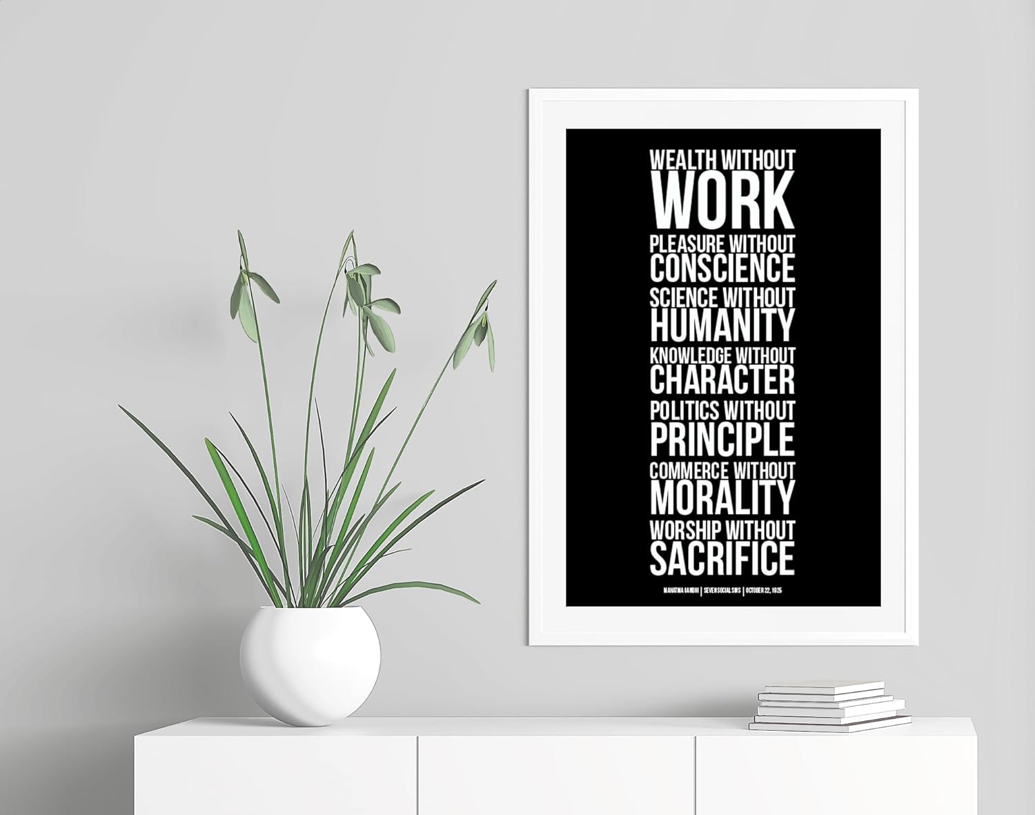Folio Creations Seven Social Sins Mahatma Gandhi Art Print. 60 Colours/8 Sizes. Graduation Seven Deadly Sins Ethics Philosophy
