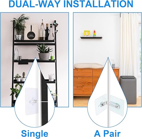 Miniatura 4 de 10 pares de anclajes protectores para muebles, anclajes adhesivos de pared para muebles, sin taladro, correas de pared para muebles que evitan que