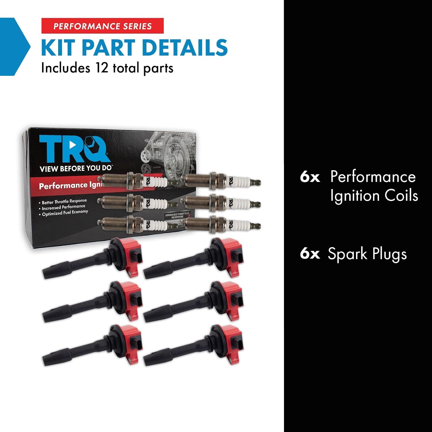 TRQ Ignition Coil and Spark Plug Kit 12 Piece Iridium Spark Plugs Compatible with 2018-2021 Ford F-150 2020-2021 Explorer Police Interceptor Utility 2020-2023 Transit-250 Transit-350 Transit-350 HD