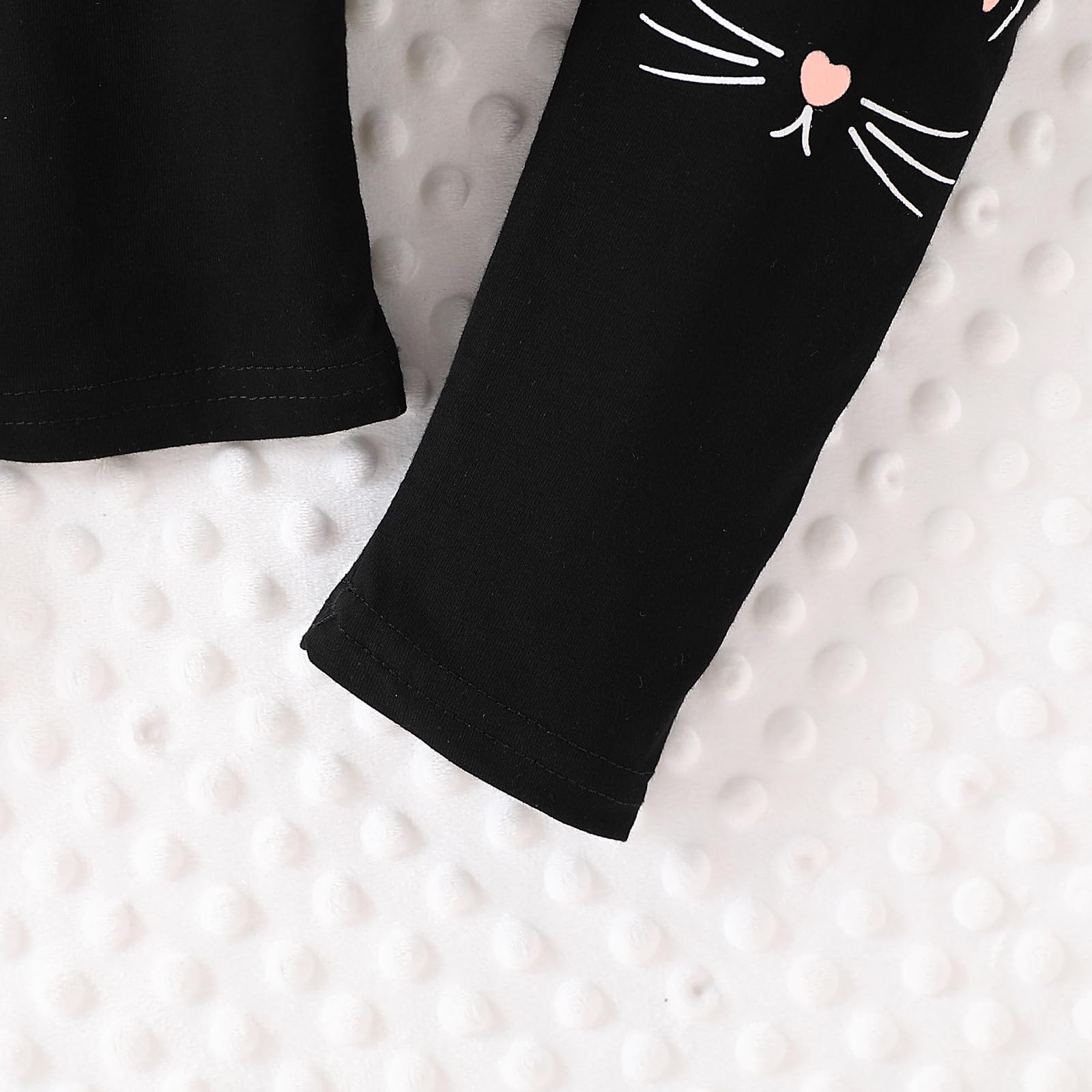 Conjunto de 2 piezas de ropa para niña pequeña de 4 a 8 años, con estampado de cara de gato, camiseta de manga corta y pantalones, para primavera y verano