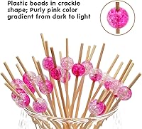 Vista 2 de Minisland Palillos de cóctel rosa fucsia perla, palillos de bambú elegantes de 4.7 pulgadas de largo para aperitivos, pinchos decorativos