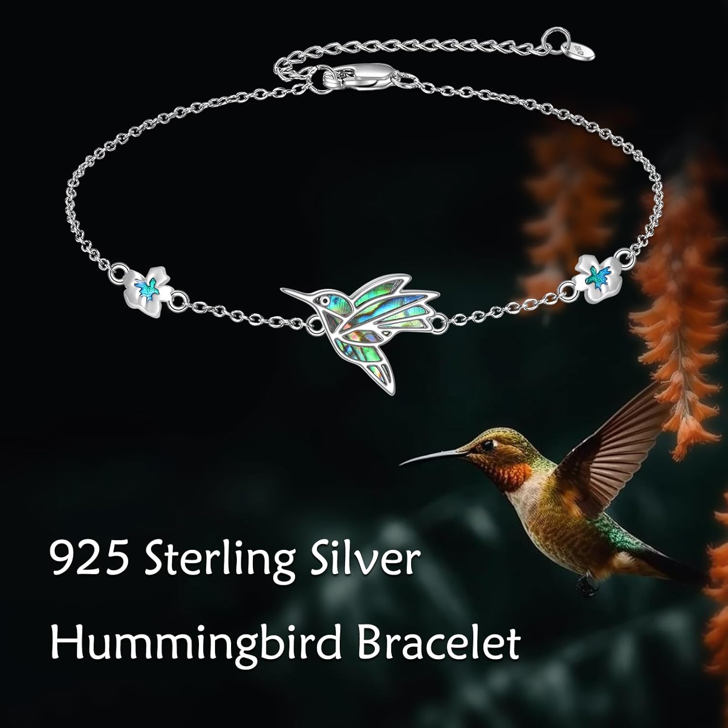 Hummingbird Bracelet 925 Sterling Silver Hummingbird Bracelets Jewelry Gifts for Women - Image 6