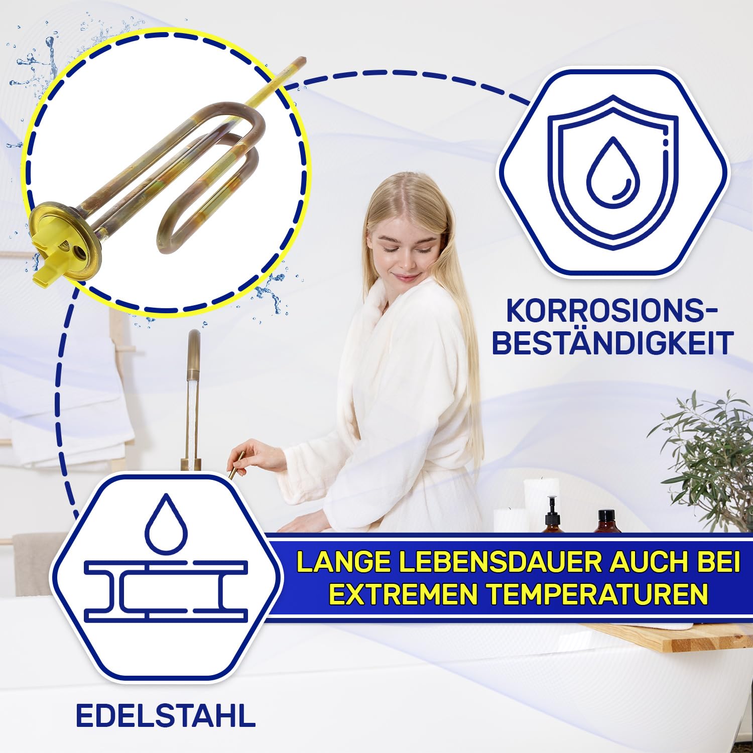 Heizstab für Kessel 1200W mit Originalcode 61401776 für Ariston - Garantie 10 Jahre - MONTERAL