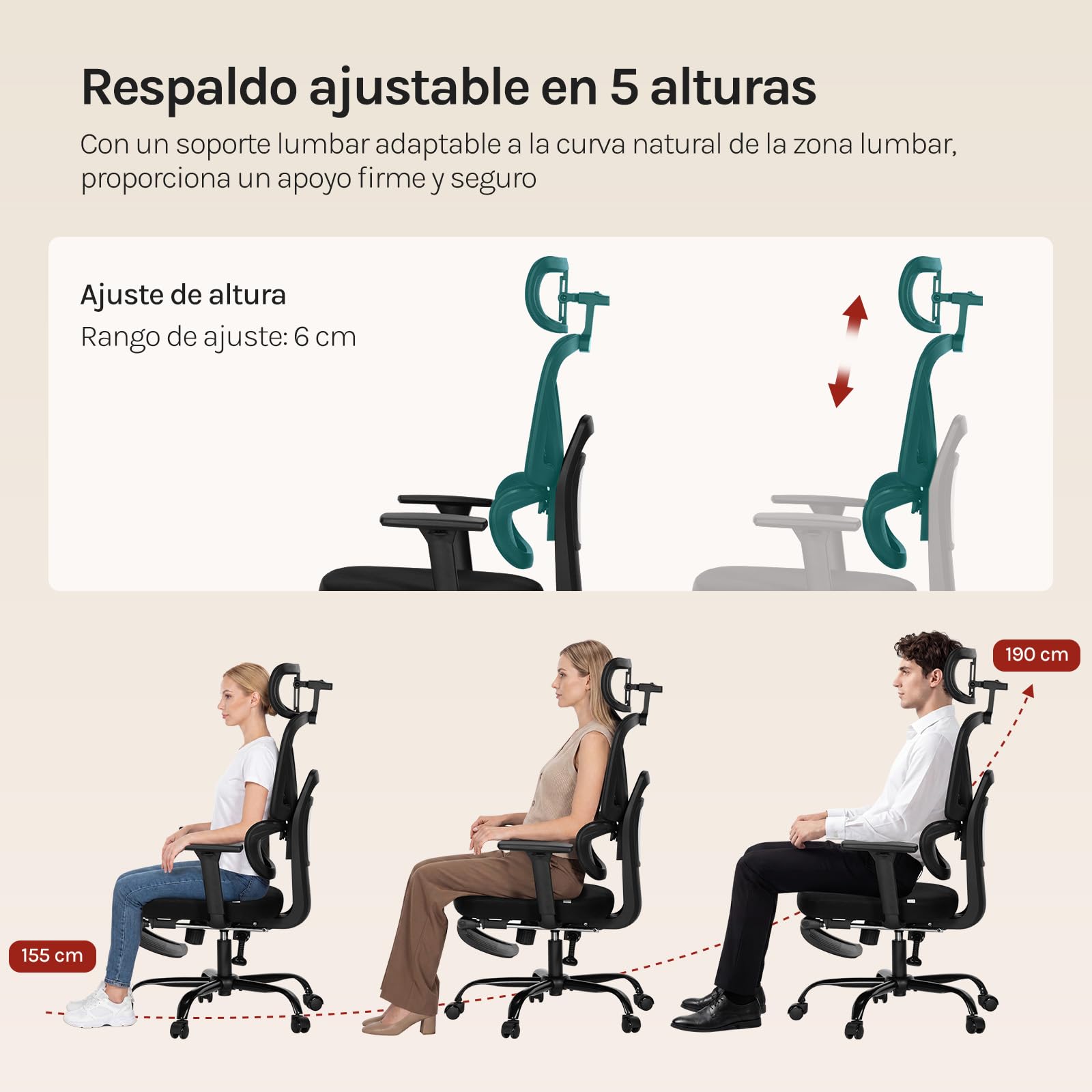 WOLTU Silla de Oficina Ergonómica con Soporte Lumbar y Reposapiés, Negro | Asiento Mullido, Respaldo de Malla Elástica, Reposabrazos Ajustables 3D, Para Estudio u Oficina, Soporte Lumbar y Reposapiés