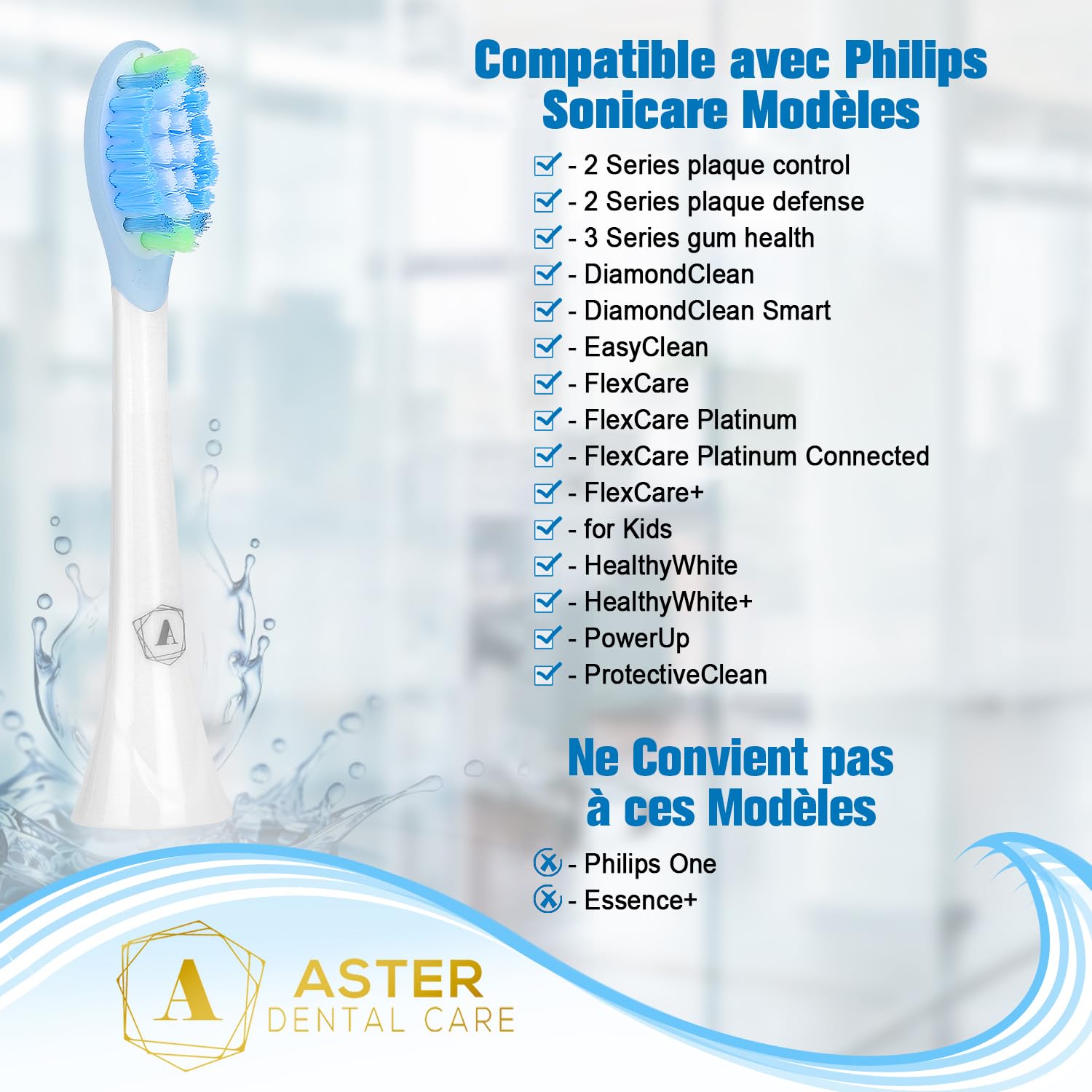 Brossette Compatible avec Philips Sonicare - Aster Têtes de Rechange pour Brosse à Dents Électrique Compatible avec Philips Sonicare Têtes de Brosse à Dents Lot de 16