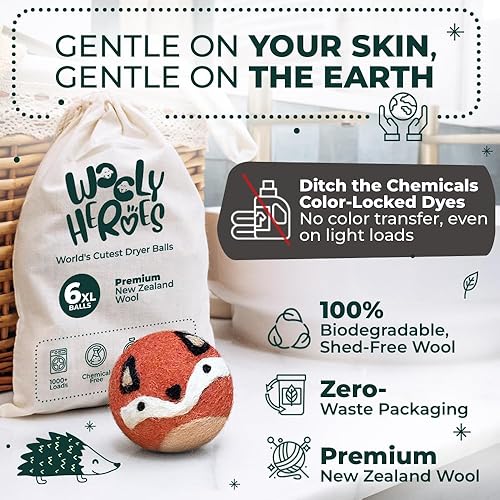 Miniatura 3 de No más hojas de secadora, bolas de lana para secadora, paquete de 6 unidades, bolas ecológicas para secadora, reutilizables, suavizan la ropa de