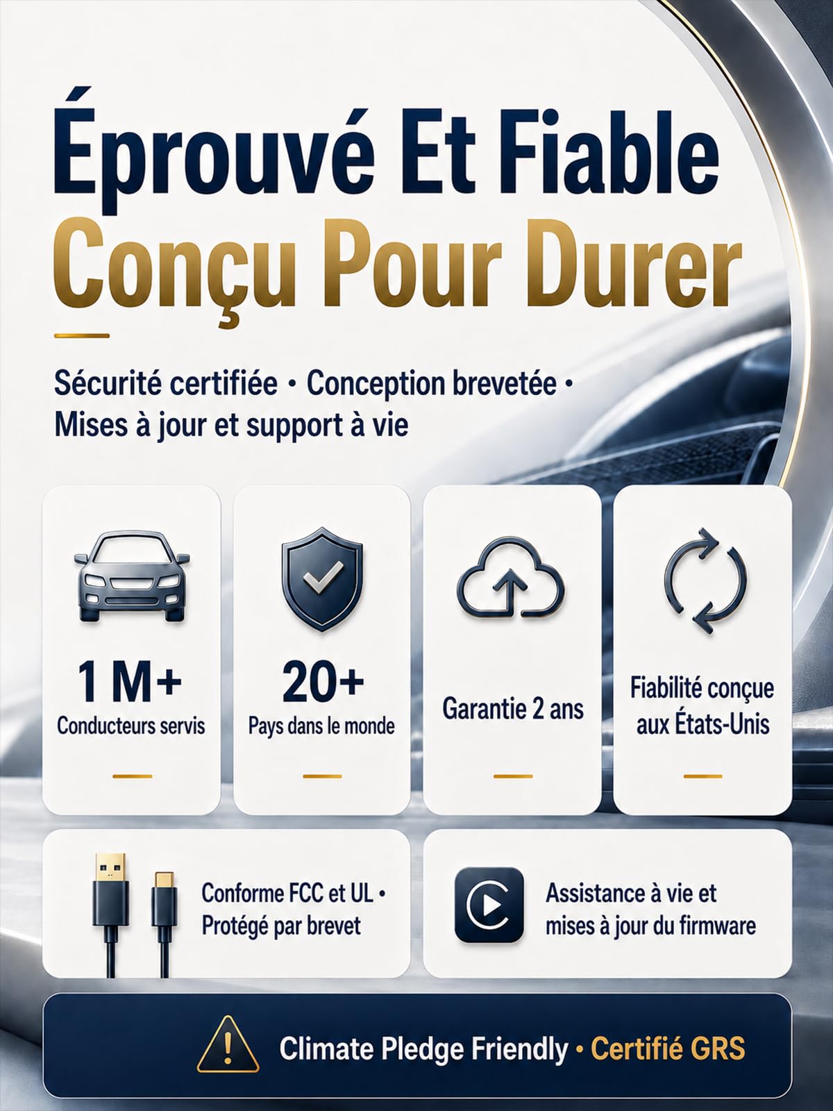 Mini Adaptateur CarPlay sans Fil pour Apple/Android Auto, Connexion Rapide, Android Auto sans Fil pour GPS Portable Voiture, sans Latence & Surchauffe, Compatible avec iPhone (iOS 10+) et Android 10+