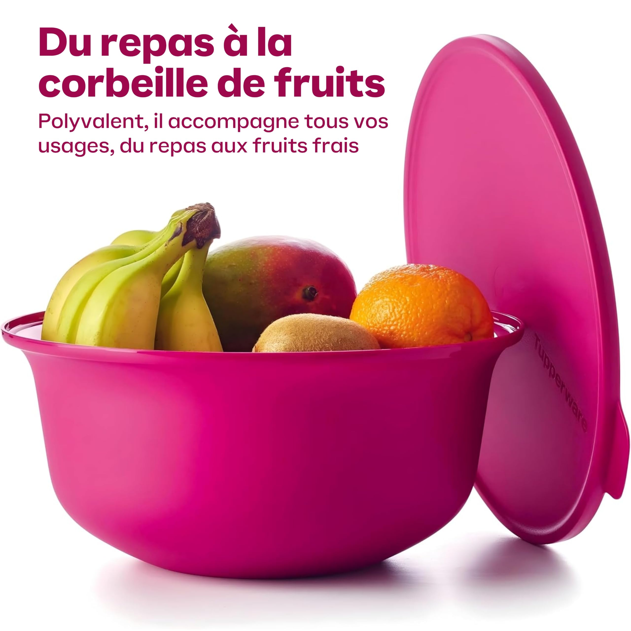 Tupperware Saladier Aloha 4 Litres Couvercle Hermétique - Pique-Nique Famille - Emboîtable Gain de Place - Plastique - H 12.8 cm Diamètre 29.5 cm - Compatible Lave-Vaisselle Idéal Famille Maison