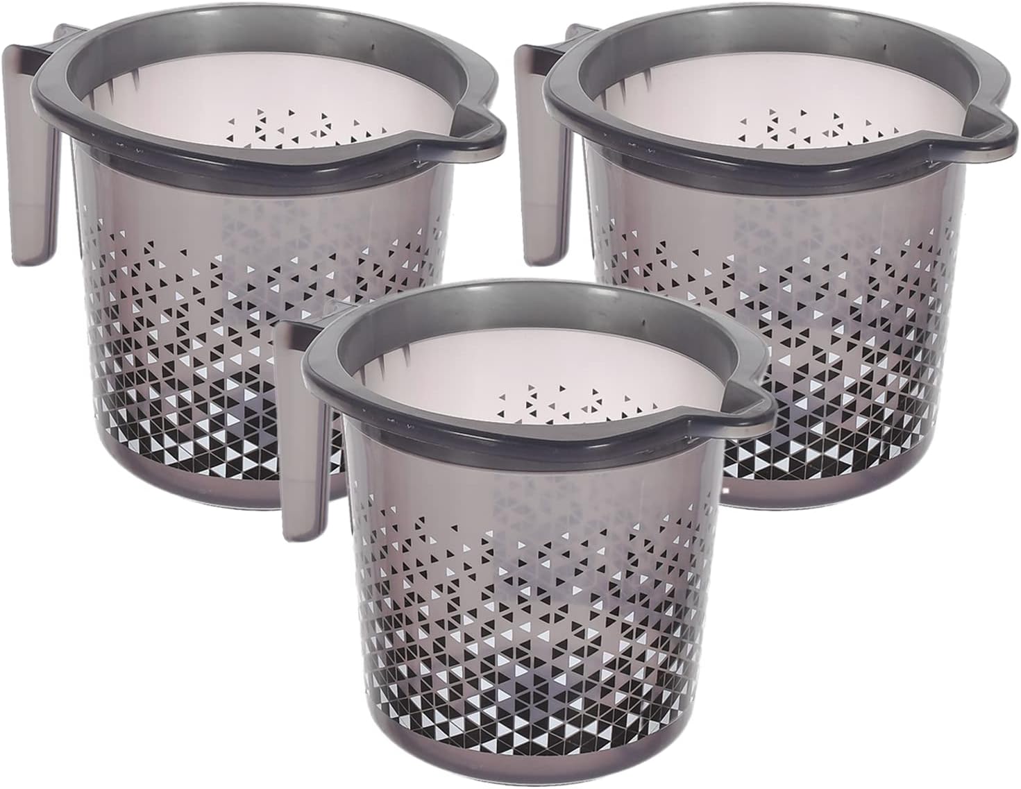 Heart Home Tinted Print Plastic Bathroom Mug 1.5 Litre- Pack of 3 (Black)-46HH0237