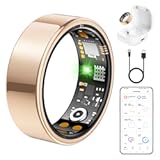 Ring Health Tracker for Women Men&comma; Fit Ring with Heart Rate&comma; Blood Oxygen&comma; Sleep Monitor&comma; Calories&comma; Step Counter&comma; IP68 Waterproof Smart Ring for iPhone & Android&comma; No Subscription Fee &lpar;Rose Gold&comma; 8&num;&rpar;