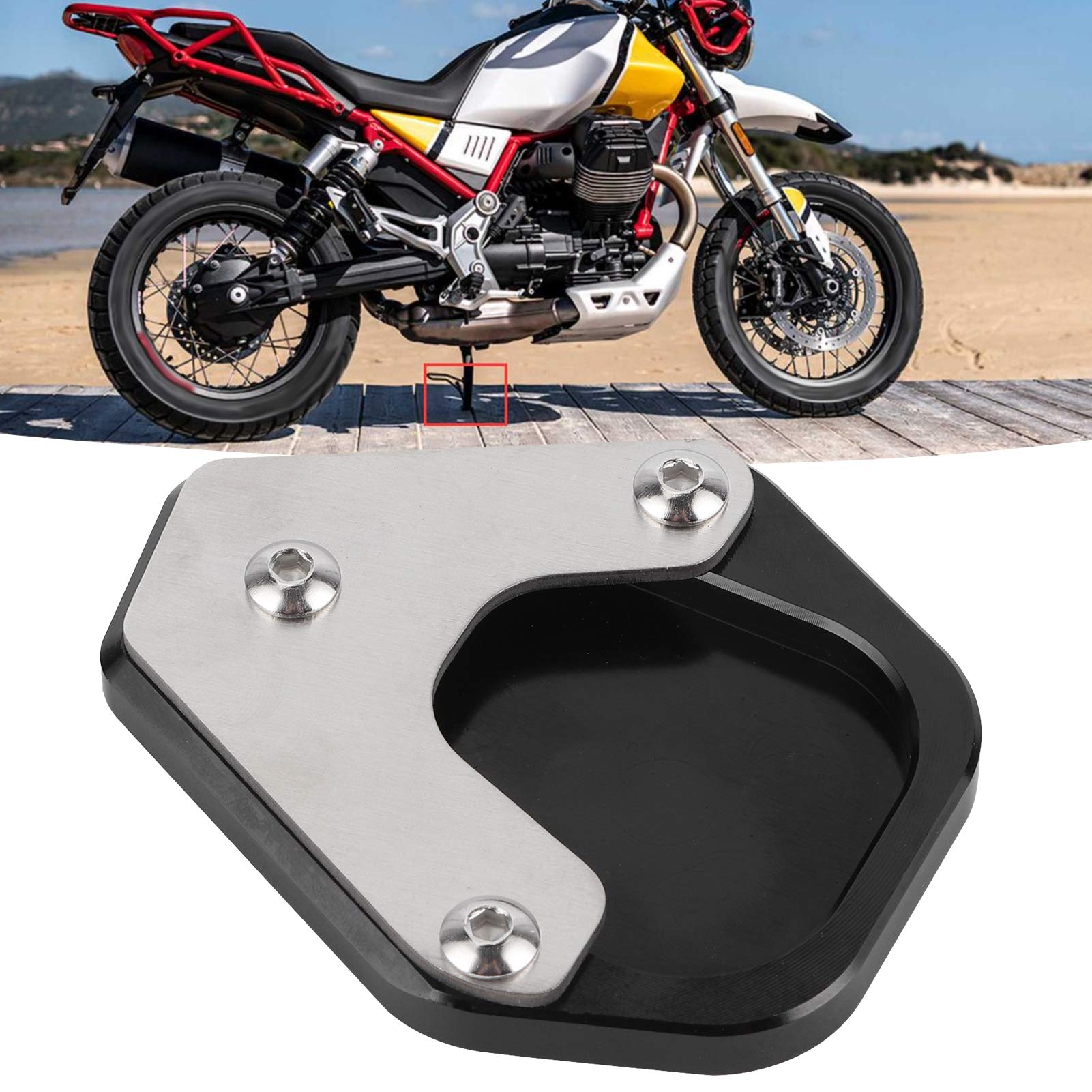 Podpórka Przedłużająca Podpórka Podpórka Boczna Powiększalnik Pasuje do MOTO GUZZI V85TT 2020-2021 Przedłużacz do Motocykla Płyta Wspierająca Pomaga Parkować Trawę