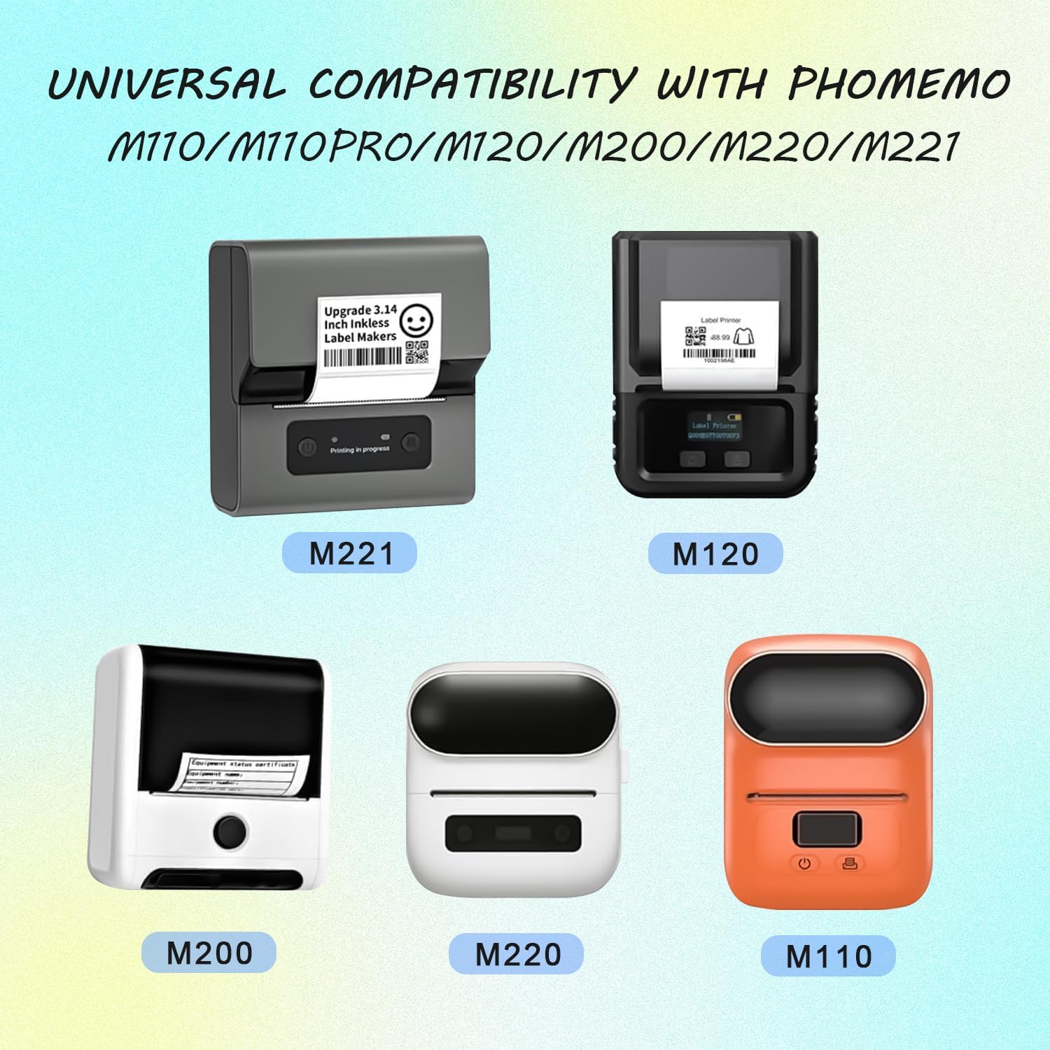 Round Circle Thermal Label Compatible with Phomemo M100/M110/M150/M221/M220/M120/M200/M250 Label Printer,1.96" x 1.96"(50x50 mm, 140 Labels/Roll, Black on Pink & Blue & Khaki & Green,4 Rolls - Image 2