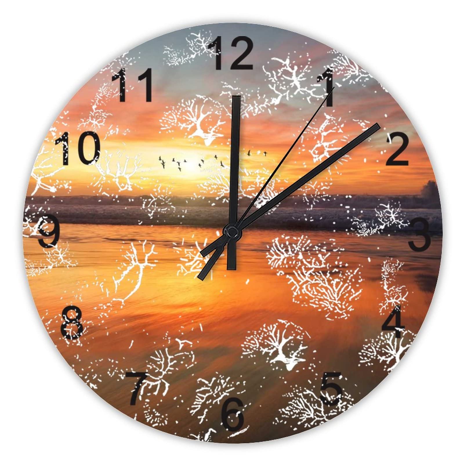 Horloge murale cuisine et bureau design coucher de soleil 40cm