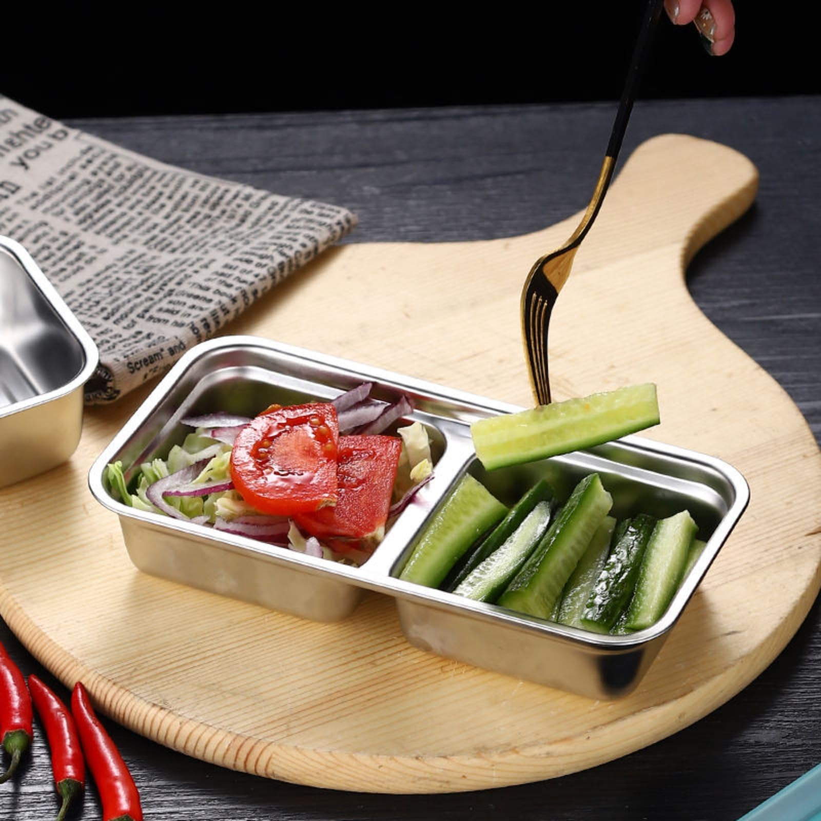 Herbruikbare Grab and Go Snackcontainer, dubbele compartimenten
