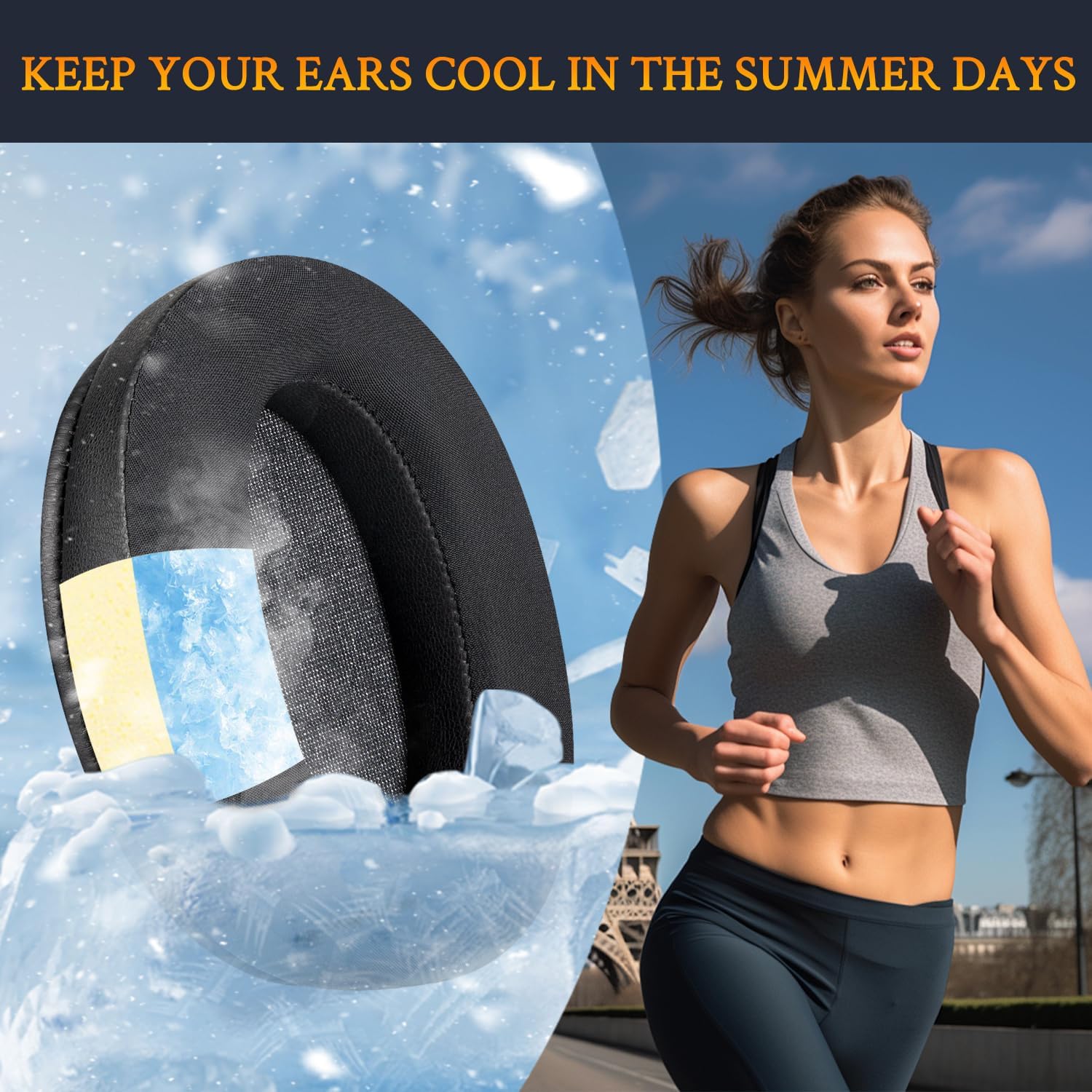 SOULWIT Cooling Gel Earpads Cushions Replacement for Sony WH-XB910 XB910N Extra Bass Noise Cancelling Headphones, for Sony WHXB910N Wireless Headset, Ear Pads with Noise Isolation Foam - Black - Image 4