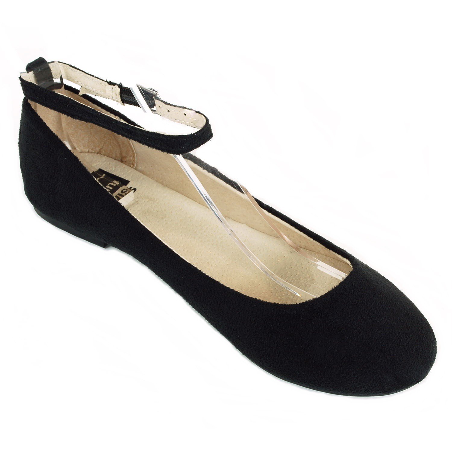 alpine swiss Ballerine Calla con cinturino alla caviglia foderate in pelle scamosciata da donna