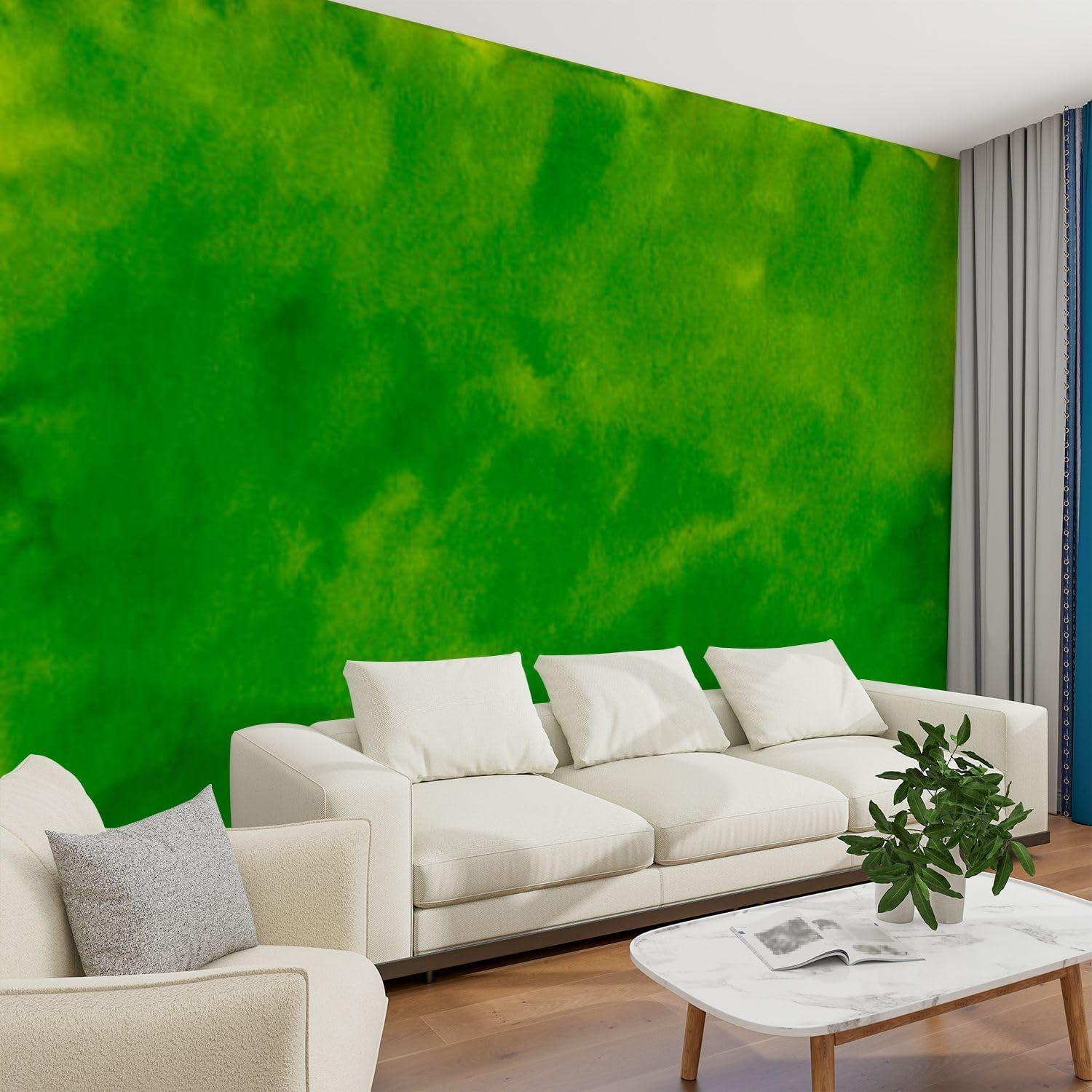 Papier peint panoramique vert 300x210 cm intissé pour salon