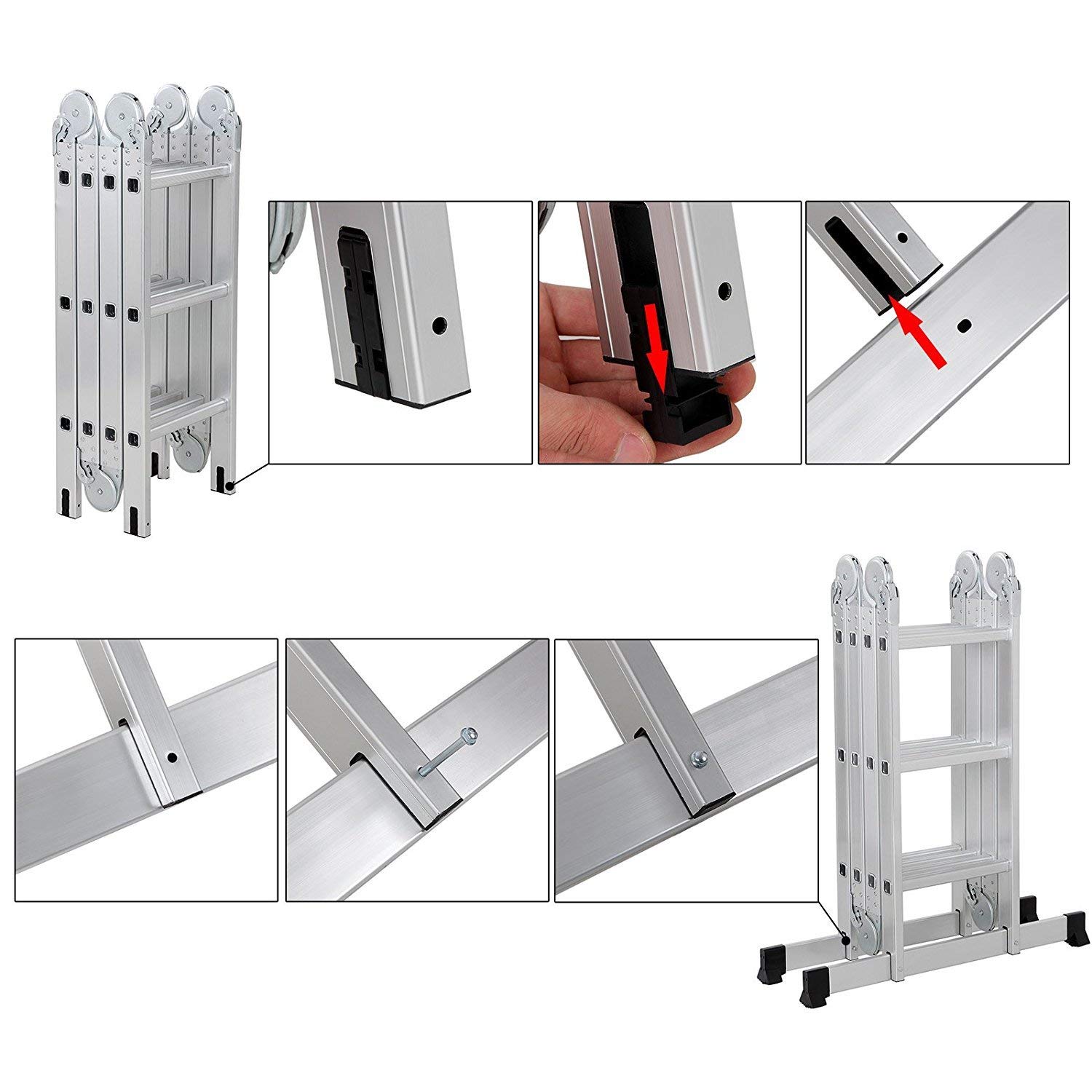 Equal 15 Ft Aluminium Ladder - Foldable & Heavy Duty -5