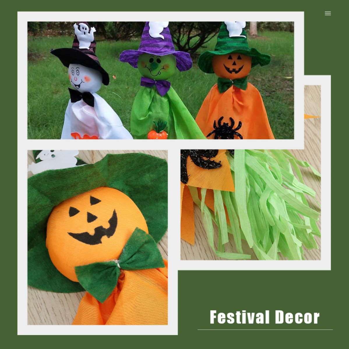 Abaodam 24 Pezzi Decorazione di Halloween Spaventapasseri Appendibile Non Tessuto e Carta, Facile da Appendere per Festa di Halloween e Allestimento Negozio o Bar